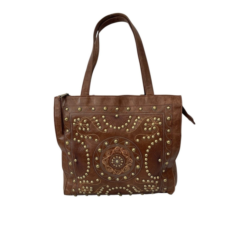 Hobo Shoulder Bag Cafe Avalon Embroidered Studded Boho Equestrian Brown Tote